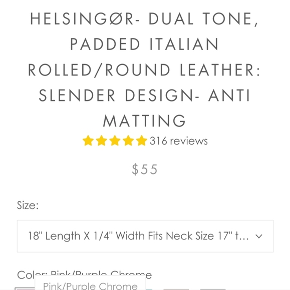 ✨NWT✨ Hund Denmark 18" Pink and Purple Leather Dog Collar - Picture 5 of 6